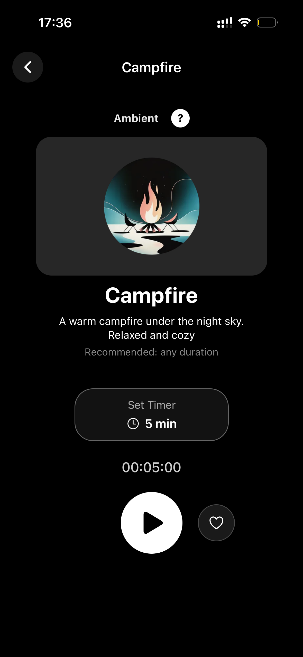 Campfire ambient sound in Biaura